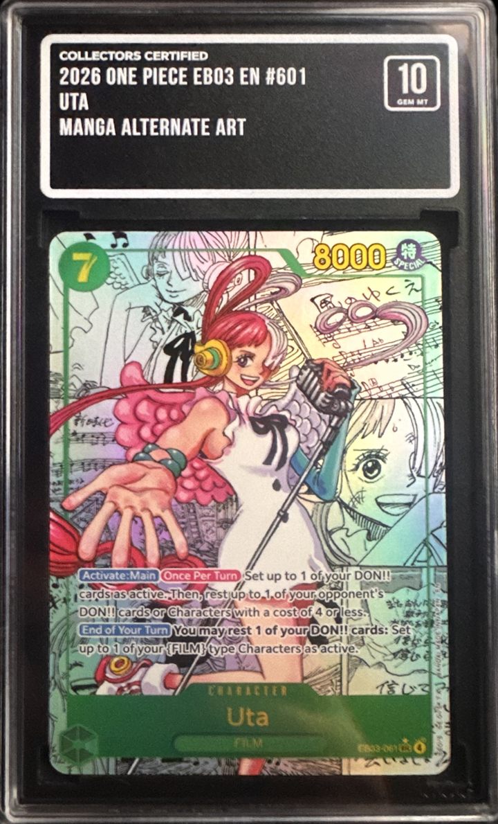 CCG graded 2026 One Piece Uta Manga Alternate Art card — Gem Mint 10